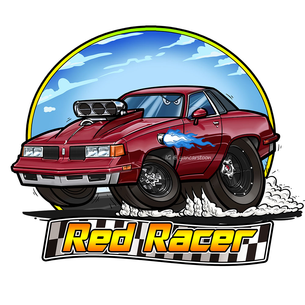 Cartoon Car Cartoon Drawn Classic Car Drag Racing Car Drag Racing